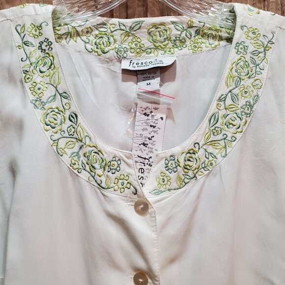 NWT Fresco By Nomadic Traders Sleeveless Top Floral Embroidered Tank Top Medium - Picture 3 of 13